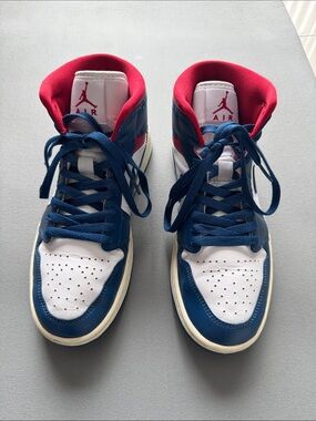 Nike Air Jordan 1 Mid- White/Blue/Red
